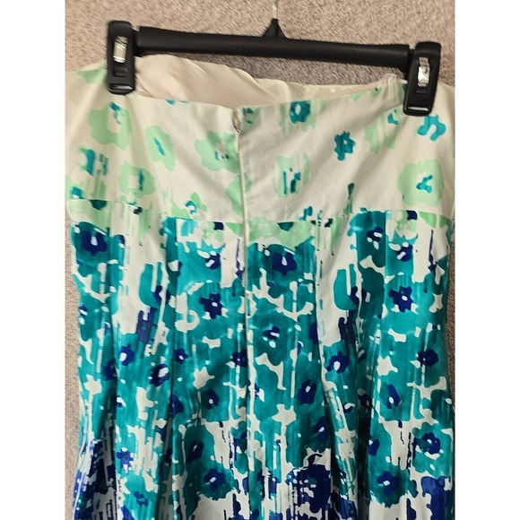 Calvin Klein Blue White Floral Watercolor Strapless Dress Blue/turquoise Size 12 - Picture 7 of 16